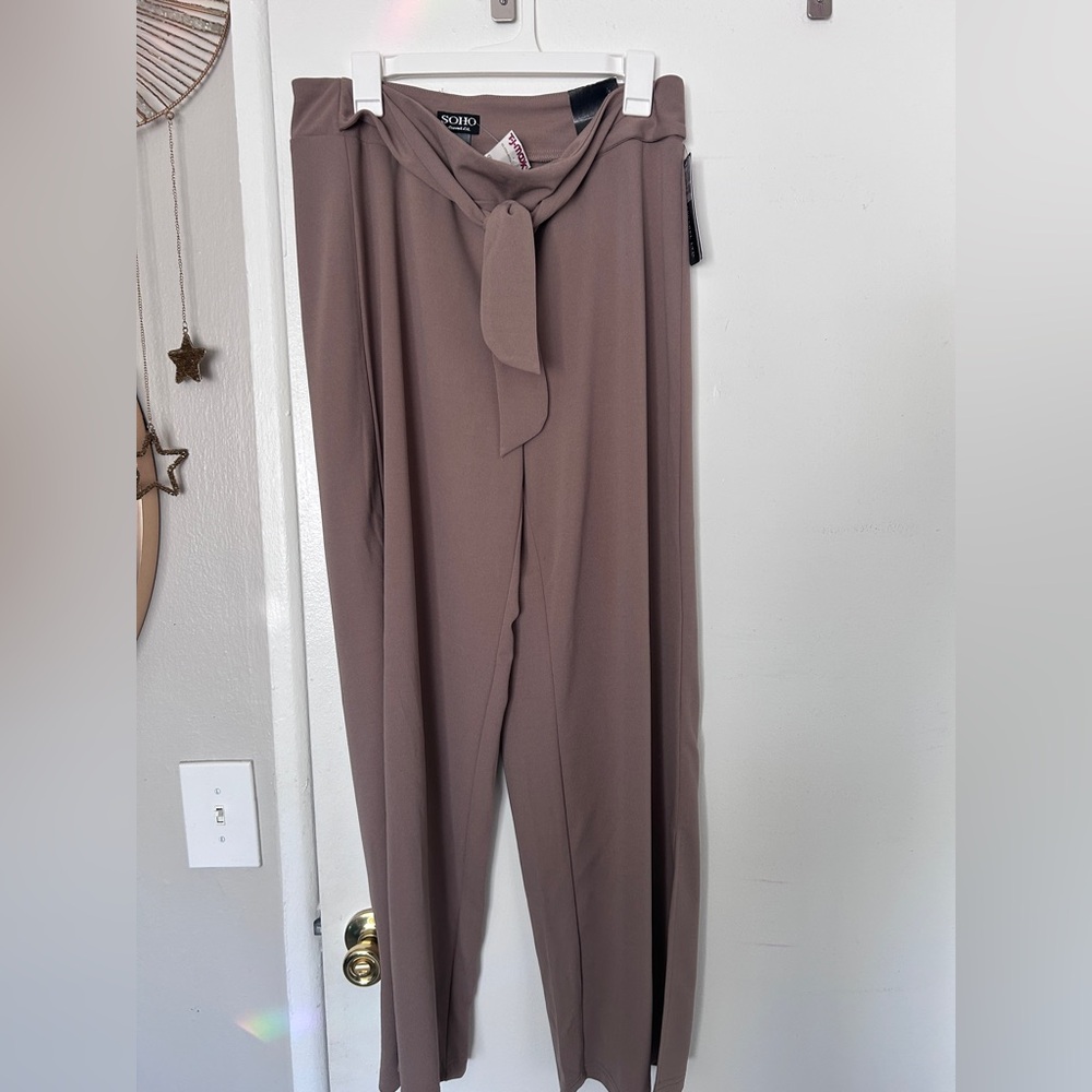 Soho Taupe Tie-Front Trousers